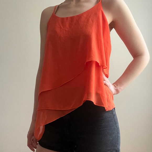 Y2K Orange Ruffle Layer Top - Picture 3 of 6